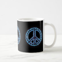 blue peace sign mug