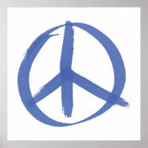 Blue Peace Sign Posters