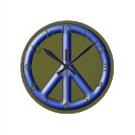 Blue peace sign wall clock.