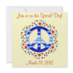 Blue Peace Sign with Stars Invitations
