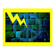 Blue Peace Symbol Hit by Lightning Postcard