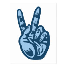 Blue - Peace V-Sign Post Cards