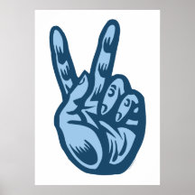 Blue - Peace V-Sign Poster