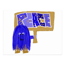 Blue Peace word Postcards