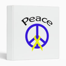 Blue Peace Word & Ribbon 3 Ring Binders