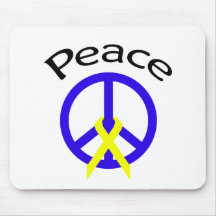 Blue Peace Word & Ribbon Mouse Pad