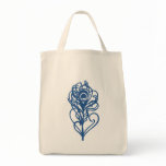 Blue Peacock Feather Canvas Bag