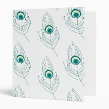 Blue Peacock Feather Print Binder