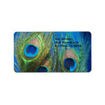 Blue Peacock Feathers Address Labels