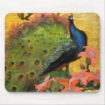 Blue Peacock Mouse Pads