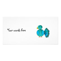 Blue peacock picture card