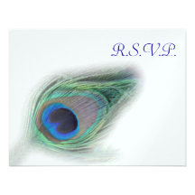 blue peacock  rsvp cards custom invitations