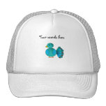 Blue peacock trucker hats