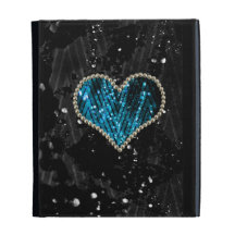 Blue Pearl Heart iPad Folio Covers