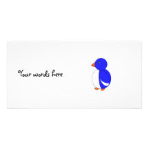 Blue penguin custom photo card