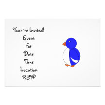 Blue penguin personalized announcement