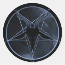 Blue Pentagram Round Stickers