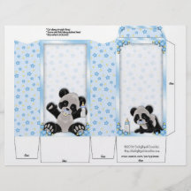 Blue Pinch Box Party Favours Panda bear Baby Showe Full Colour Flyer