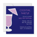 Blue & Pink 30th Cocktail Party Invitation