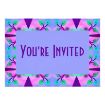 blue pink flower abstract invite