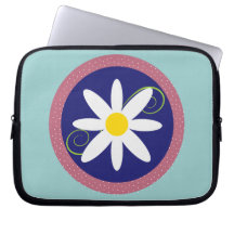 Blue Pink Flower Neoprene Laptop Zippered Sleeve Laptop Sleeve