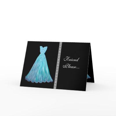 BLUE & PINK Gowns - Be My Bridesmaid Invitation by JaclinArt
