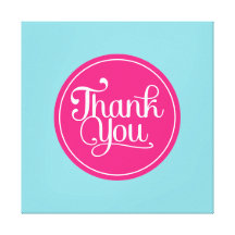 Blue Pink Thank You Stretched Canvas Print