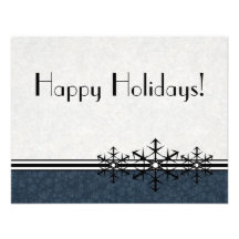 Blue Pinstripe Holiday Snowflake Invitation