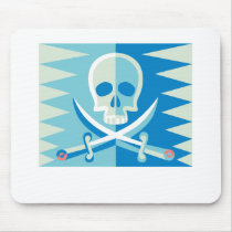Blue Pirate Skull and Crossbones mousepads