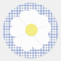 Blue Plaid Daisy Sticker