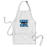 Blue Plaid Geek Girl with Graphic Apron