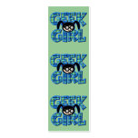 Blue Plaid Geek Girl with Graphic Bookmark Business Card Template