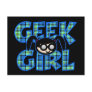 Blue Plaid Geek Girl with Graphic Postcards