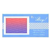 Blue Plaid "It's a Boy!" birth announcements Photo Cards