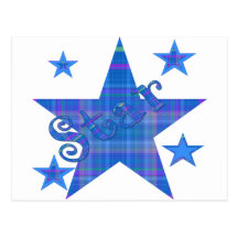 Blue Plaid STAR Post Cards