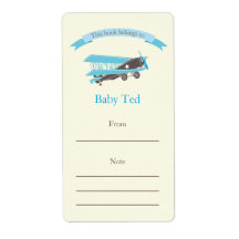Blue Plane Bookplate Personalised Shipping Labels