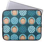 Blue Polka Dot and Monkey Design Computer Sleeve