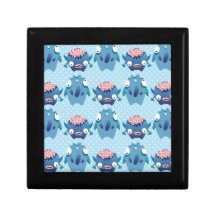 Blue Polka Dot Monster Print Gift Box