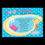 Blue Polka Dot Pool Party Girls Birthday Invite invitations