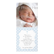 Blue Polka Dot Religious Photo Card Custom Announcement