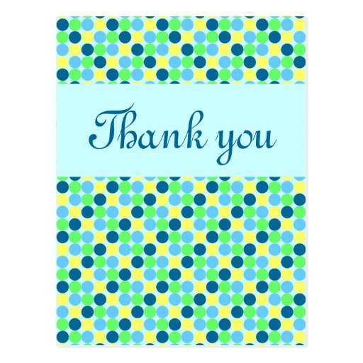 Blue Polka dot Thank you Postcard