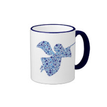 Blue Polka Dots Angel Blowing Trumpet Mug