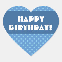 Blue Polka Dots Happy Birthday Stickers