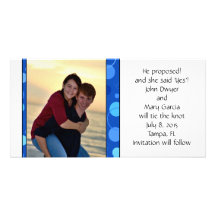 Blue Polka Dots Save the Date Customized Photo Card
