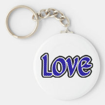 Blue Polkadot Love Key Chain