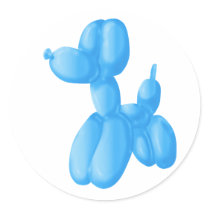 Blue Poodle Round Stickers