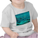 Blue pool of cichlids swimming around design shirt