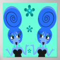 Blue Pop Art Girls Poster posters