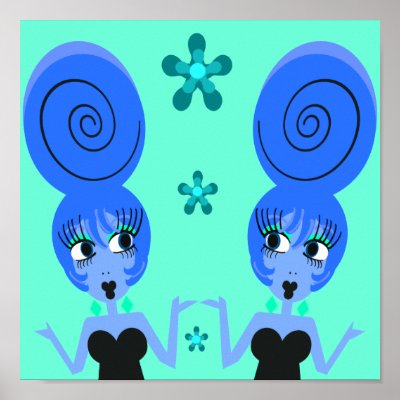 Blue Pop Art Girls Poster by Derora