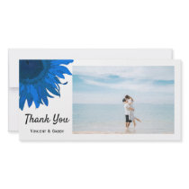 Blue Pop Art Sunflower Thank You Photo Card